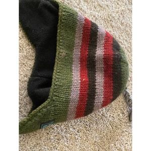 Sherpa Hat (size: xs) handmade green and red strip